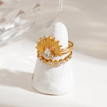 Load image into Gallery viewer, A three-piece set of stainless steel zirconium-encrusted rings that can be stacked