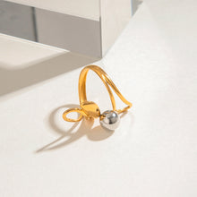 Load image into Gallery viewer, Stainless steel gold and silver color-matched irregular hollowed-out steel ball ring