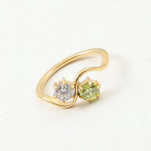Load image into Gallery viewer, White zircon and green zircon double-piece ring
