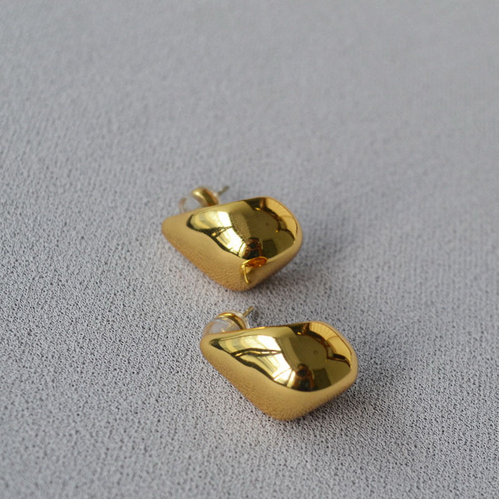 Brass gold-plated 925 silver needle irregular teardrop earrings
