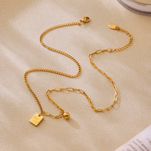 Load image into Gallery viewer, Stainless steel English square sign round ball pendant necklace collarbone chain