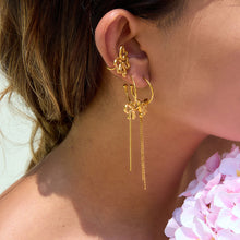 Load image into Gallery viewer, 18K gold stainless steel bow tassel C-shaped earrings
