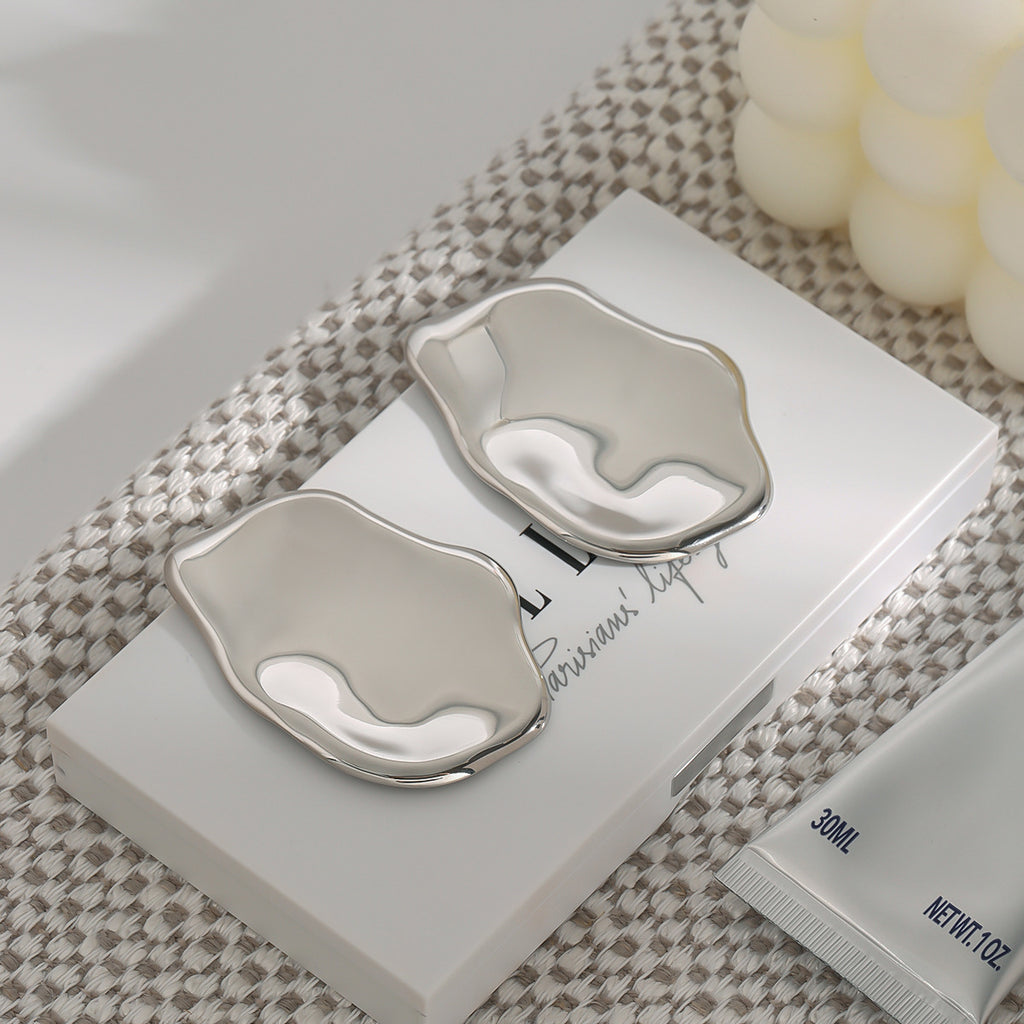 Exaggerated large polished stainless steel earrings