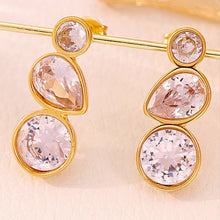 Load image into Gallery viewer, Stainless steel 18K gold drop earrings set with zirconium
