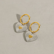 Load image into Gallery viewer, Stainless steel two-color heart-shaped pendant ear ring earrings