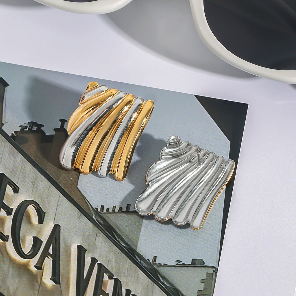 Stainless steel color-blocking stud earrings