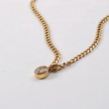 Load image into Gallery viewer, 18K gold stainless steel oval zircon pendant thick chain necklace