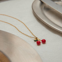 Load image into Gallery viewer, Stainless steel red cherry pendant necklace