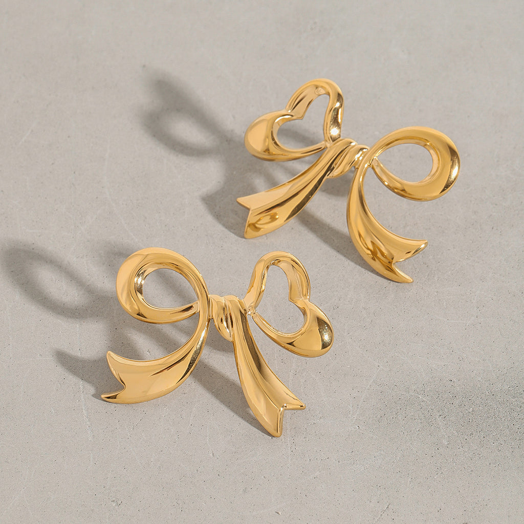 Stainless steel bow stud earrings