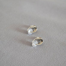 Load image into Gallery viewer, 925 silver needle white zircon copper stud earrings