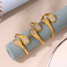 Load image into Gallery viewer, Stainless steel gold-plated irregular zirconium-encrusted open ring