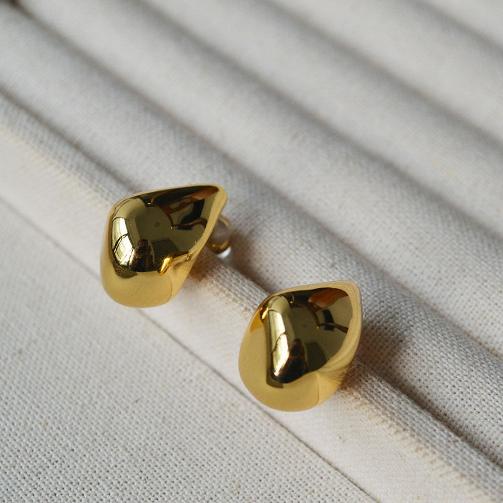 Brass gold-plated 925 silver needle irregular teardrop earrings