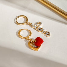 Load image into Gallery viewer, Stainless steel LOVE heart-shaped pendant ear rings