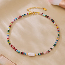 Load image into Gallery viewer, Freshwater rice grain pearl natural stone beaded necklace collarbone chain