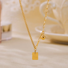 Load image into Gallery viewer, Stainless steel English square sign round ball pendant necklace collarbone chain