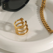 Load image into Gallery viewer, Stainless steel ring with zirconium wide edge