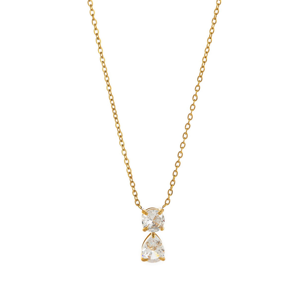 Stainless steel 18K gold 12 birth stone zircon necklace