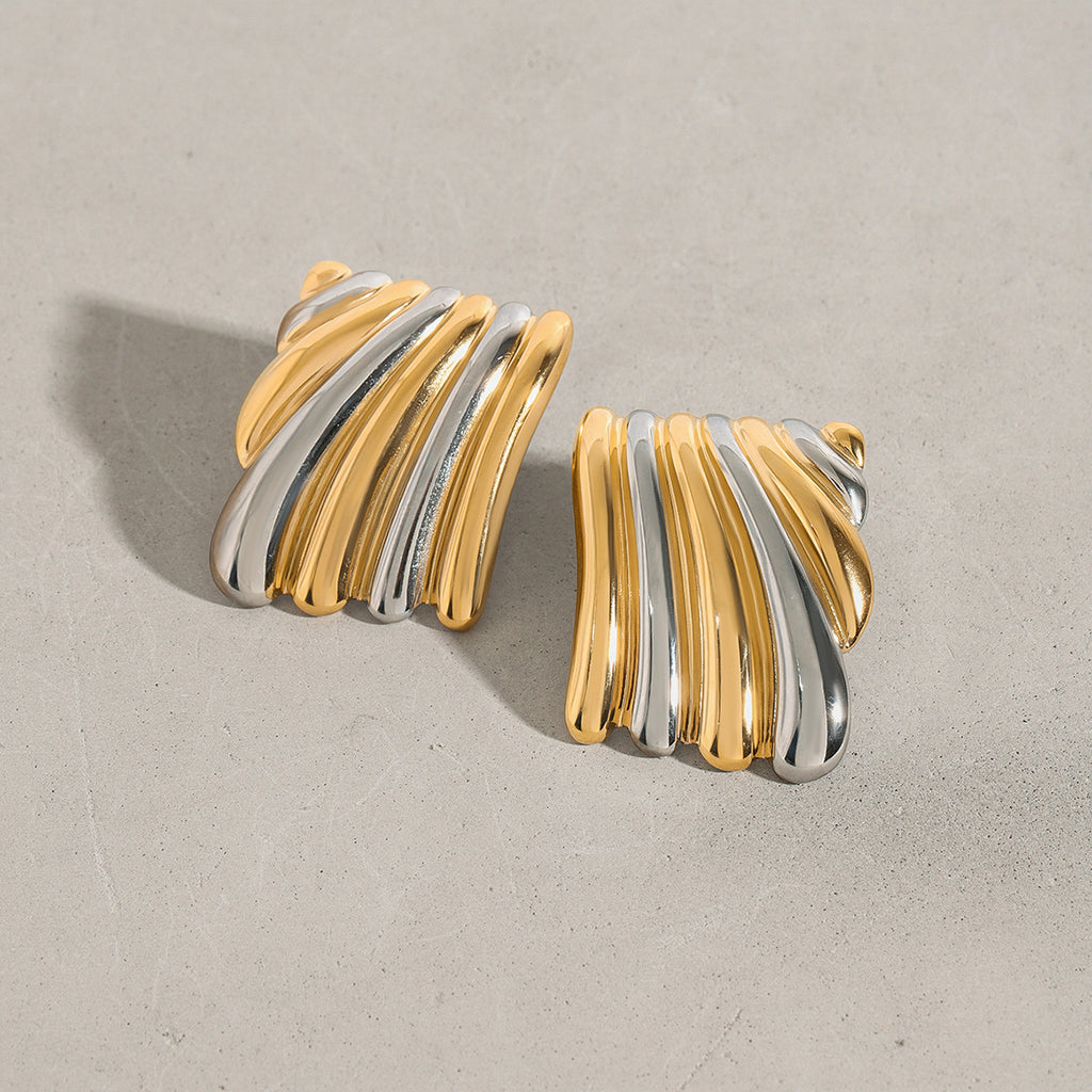 Stainless steel color-blocking stud earrings