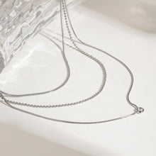 Load image into Gallery viewer, Three-layer titanium steel white rhinestone pendant necklace