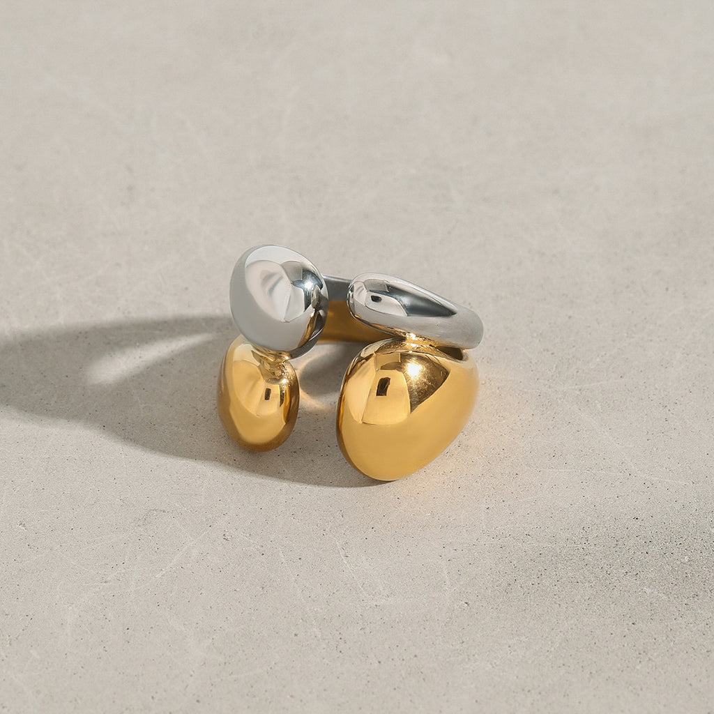 Stainless steel two-color ring