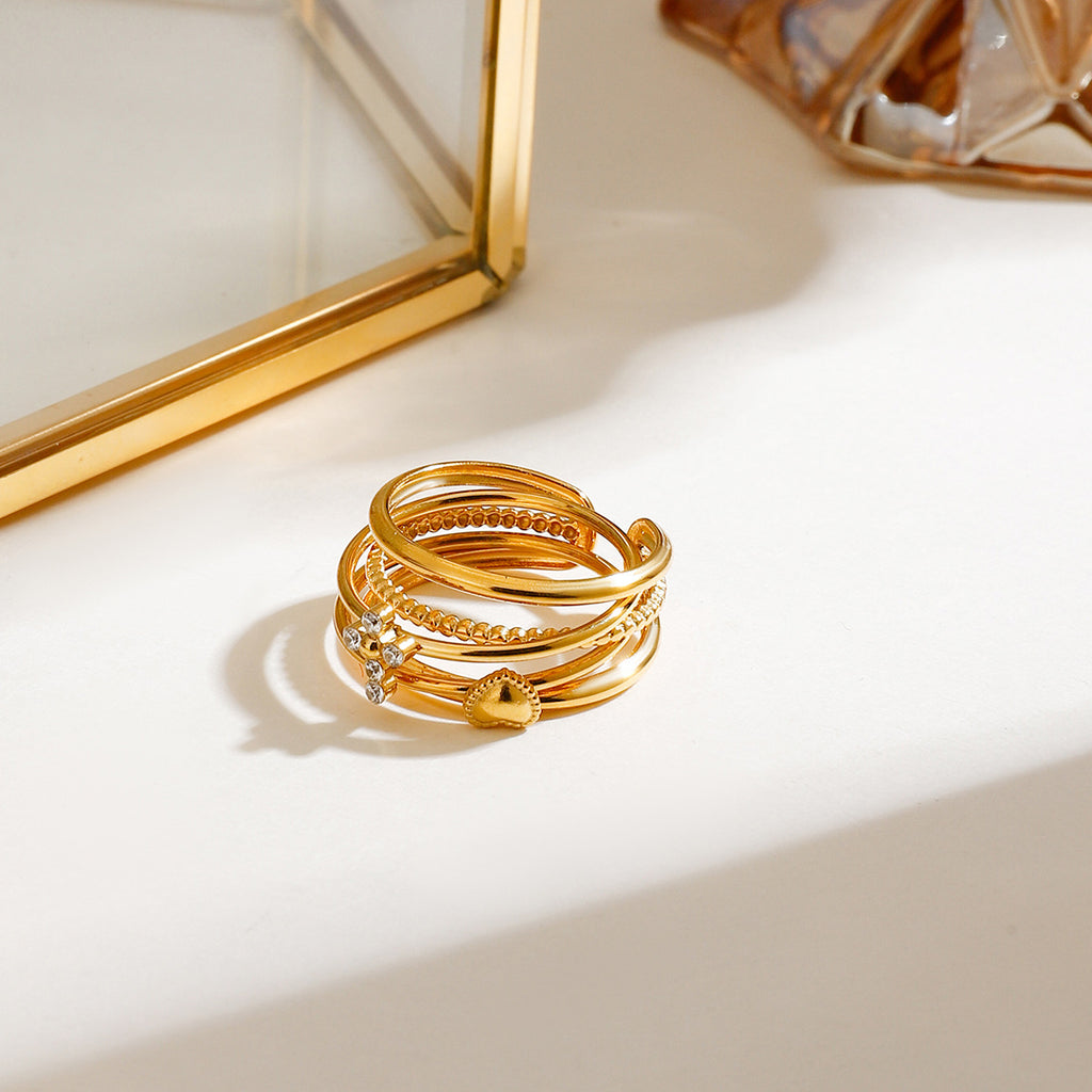 Stainless steel overlapping ring three-piece set