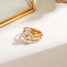 Load image into Gallery viewer, A 3-piece set of stainless steel diamond-encrusted stackable rings