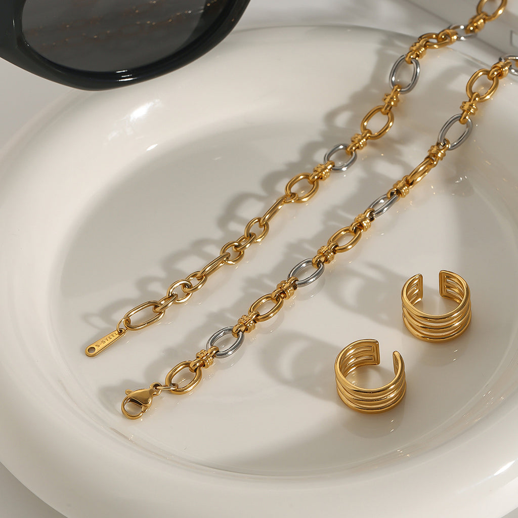 Stainless steel double-color chain necklace