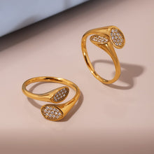 Load image into Gallery viewer, Stainless steel gold-plated irregular zirconium-encrusted open ring