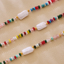 Load image into Gallery viewer, Freshwater rice grain pearl natural stone beaded necklace collarbone chain