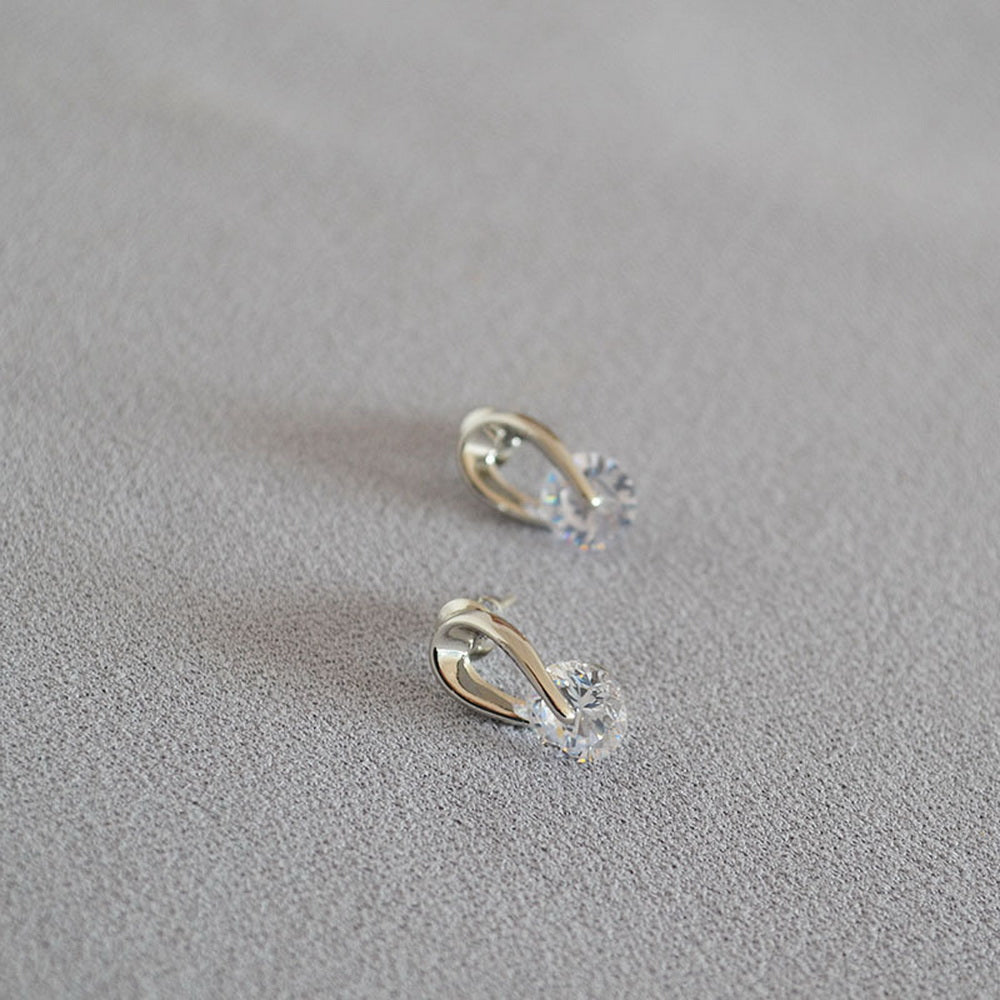 925 silver needle white zircon copper stud earrings