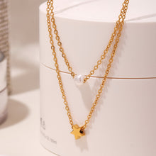 Load image into Gallery viewer, Stainless steel 18K gold star-shaped beaded multi-layer necklace