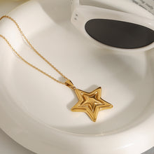 Load image into Gallery viewer, Five-pointed star stainless steel golden steel necklace