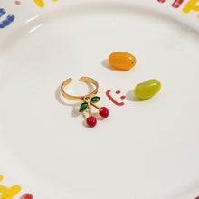 Load image into Gallery viewer, Stainless steel cherry pendant open ring