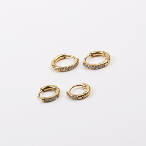 Hoop Mini Diamond Stainless steel Gold earrings