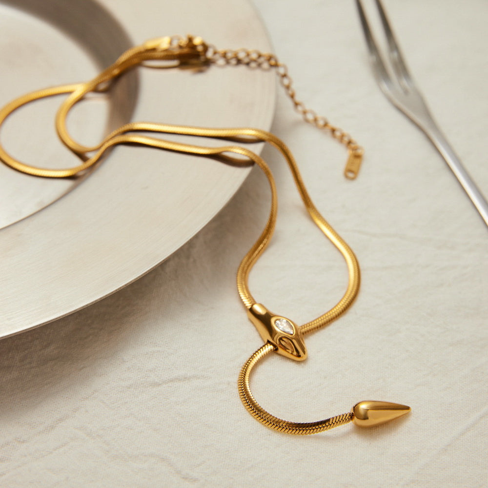 18K gold stainless steel with zirconium snake Y-shaped chain
