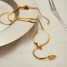 Load image into Gallery viewer, 18K gold stainless steel with zirconium snake Y-shaped chain