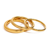 18K gold plain ring stainless steel bracelet