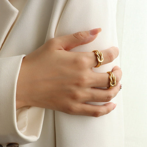 18K gold stainless steel lucky knot open ring