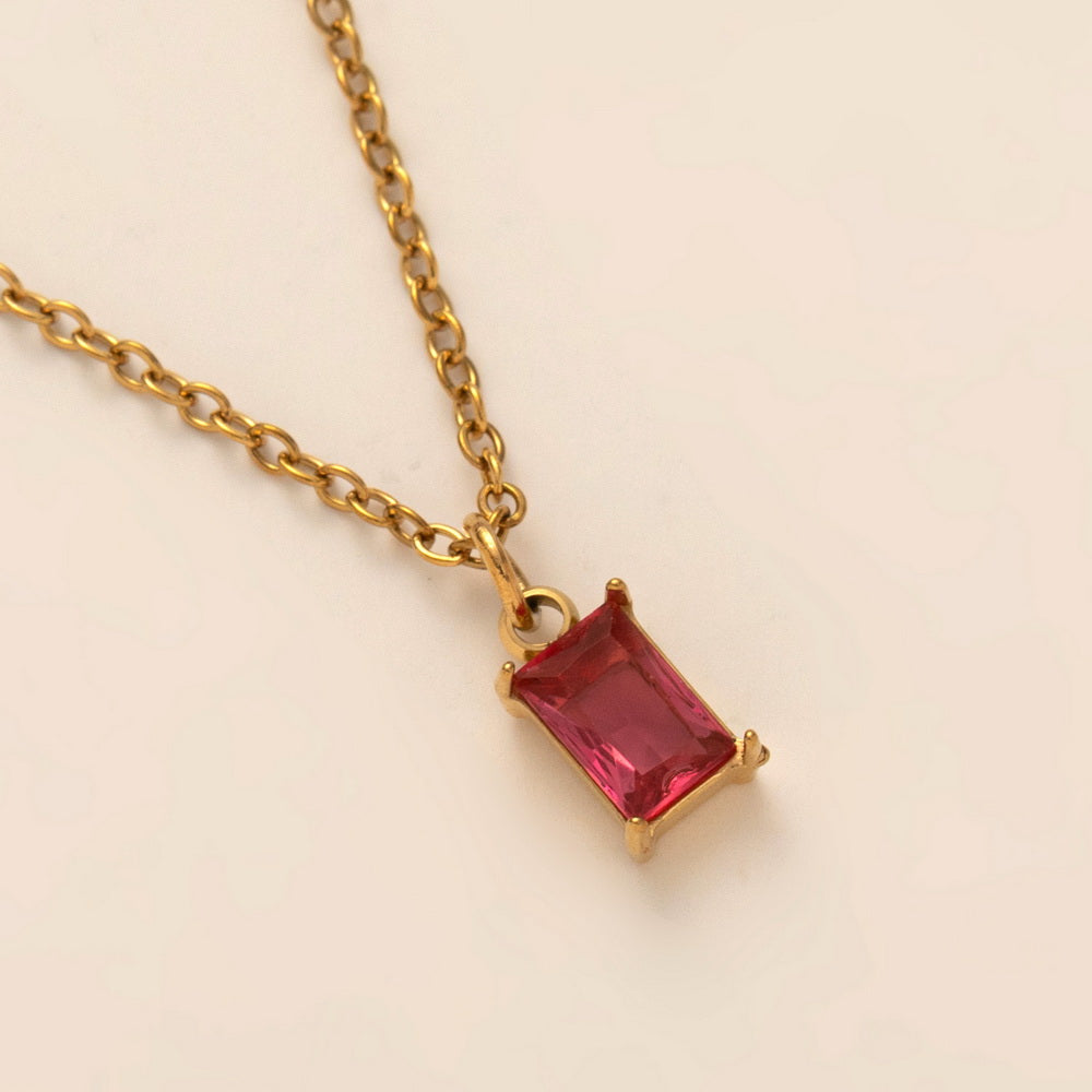 18K gold stainless steel December birthstone colorful Zircon necklace