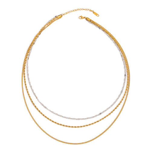 Stainless steel multi-layered necklace