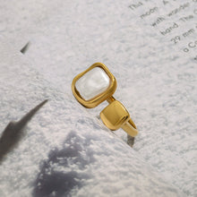 Load image into Gallery viewer, Stainless steel square imitation pearl ring