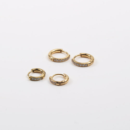 Hoop Mini Diamond Stainless steel Gold earrings