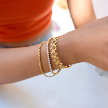 Load image into Gallery viewer, Stainless steel 18K gold hammer pattern hollowed-out five-pointed star opening bracelet