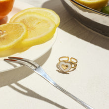 Load image into Gallery viewer, Stainless steel white oil-dripping heart-shaped opening ring