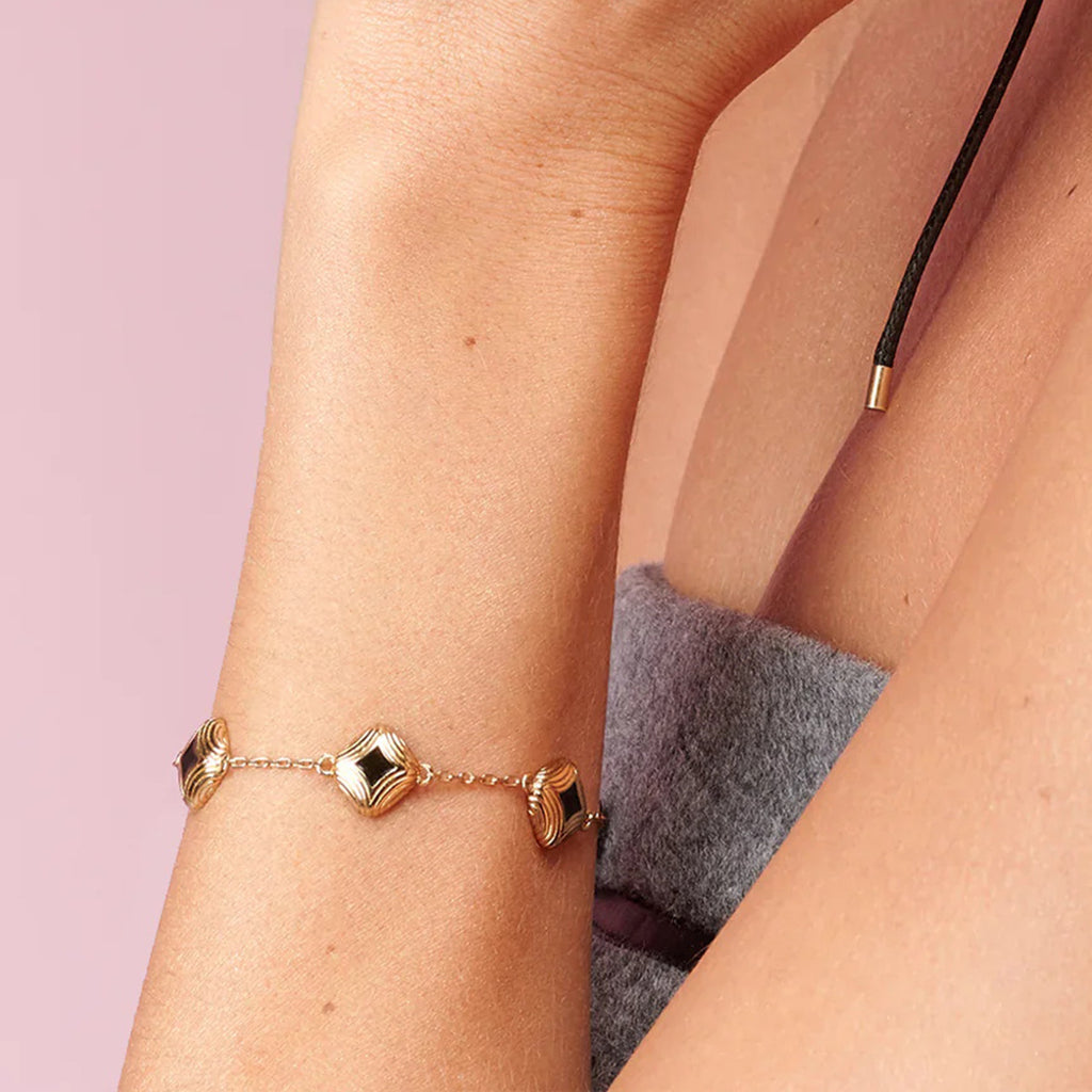 Stainless steel oil-dripping square chain bracelet