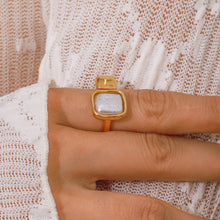 Load image into Gallery viewer, Stainless steel square imitation pearl ring