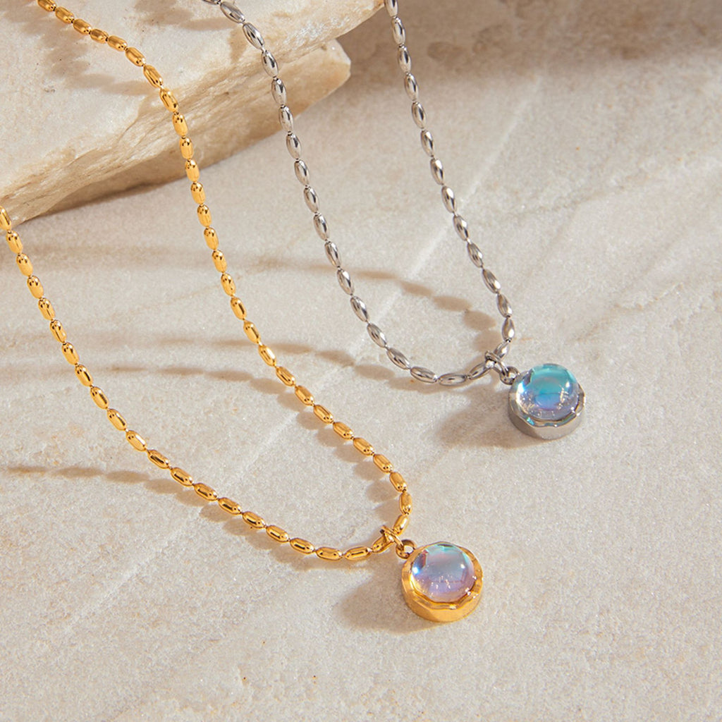 Stainless steel moonstone pendant necklace