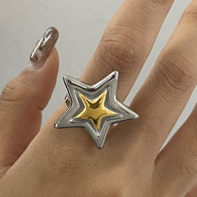 Load image into Gallery viewer, Five-pointed star stainless steel golden steel ring