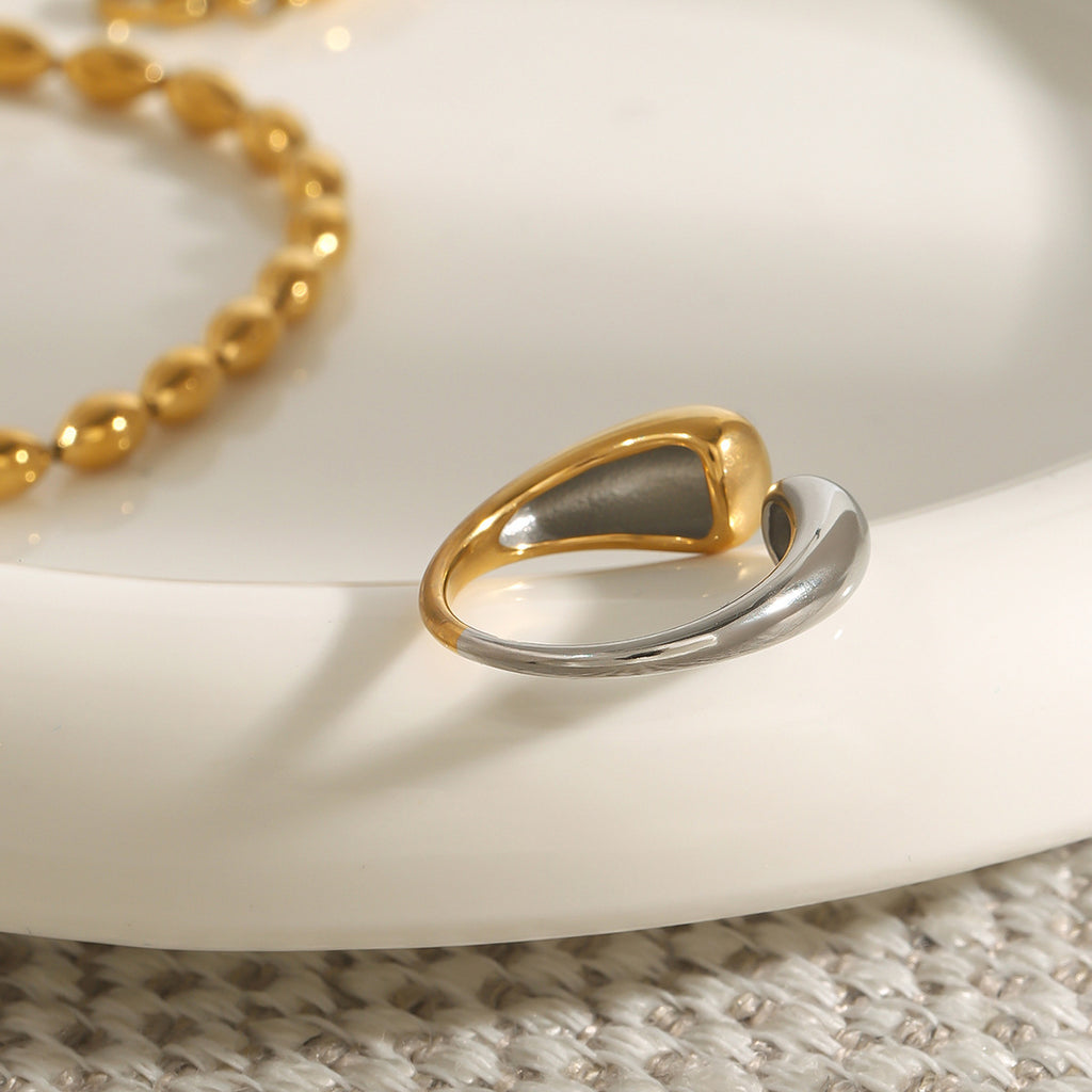 Stainless steel simple design color-blocking ring