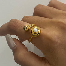 Load image into Gallery viewer, 18K gold stainless steel pearl irregular opening ring